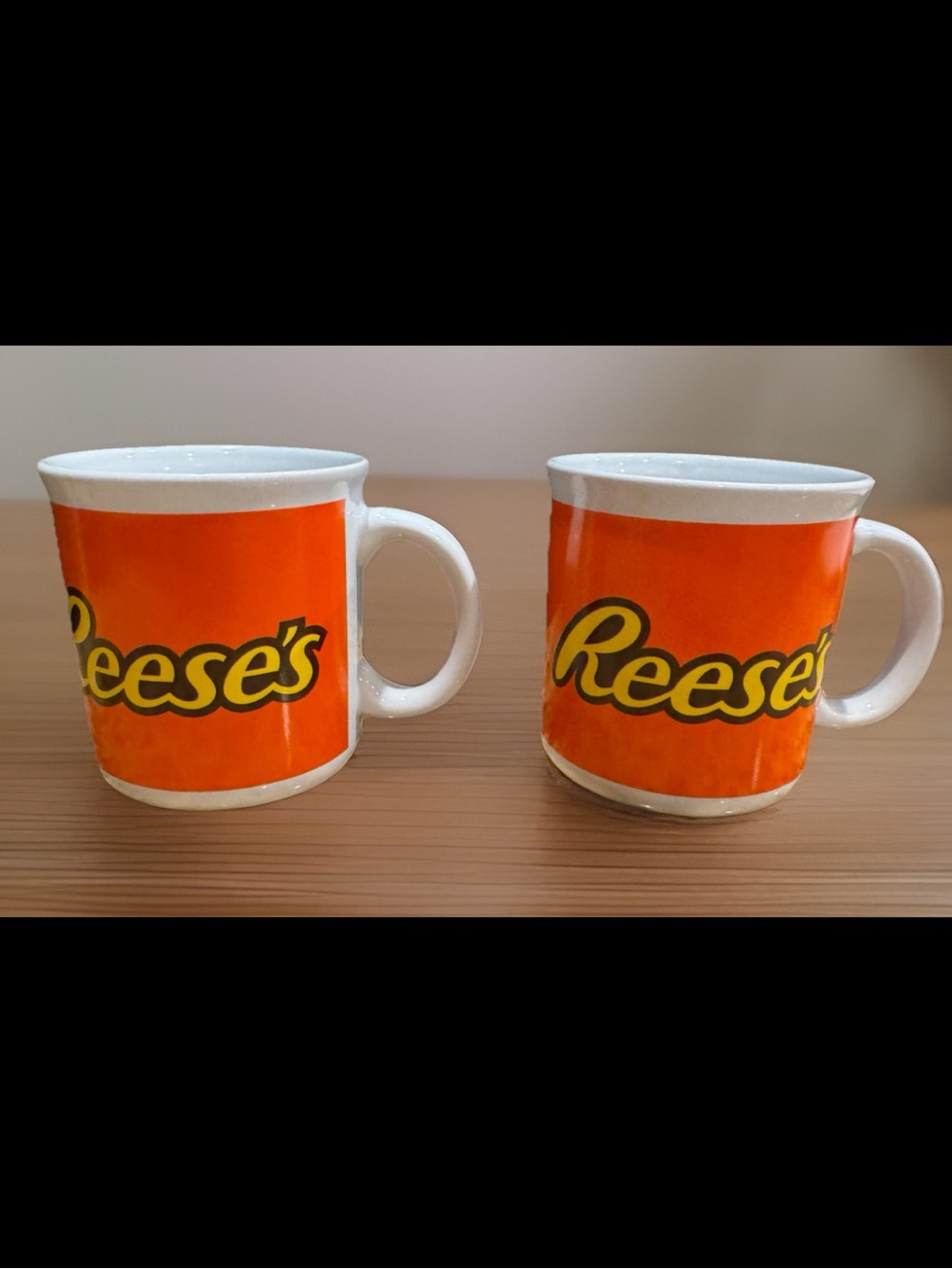 Hershey: Reese’s: Orange Logo Ceramic Coffee Mug 10oz - Set of 2- Clean